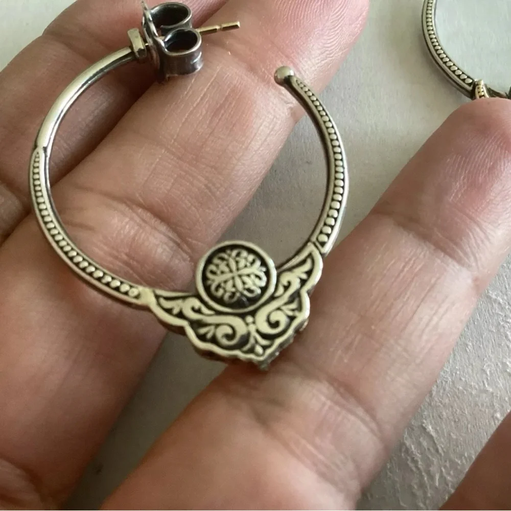 Konstantino Mother of Pearl Hoop Earrings, Sterling Silver & 18K Gold - Picture 4 of 11